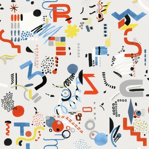 Tapet lavabil Funny Shapes, White, TresTintas 5mp / rola - Img 2