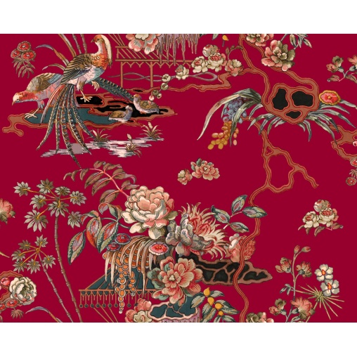 Tapet lavabil Sacred Pheasants, Ruby, Coordonne 5mp / rola - Img 2
