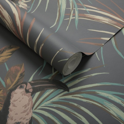 Tapet, Le Toucan, Charcoal Black Luxury Bird, 1838 Wallcoverings, 5.3mp / rola - Img 2