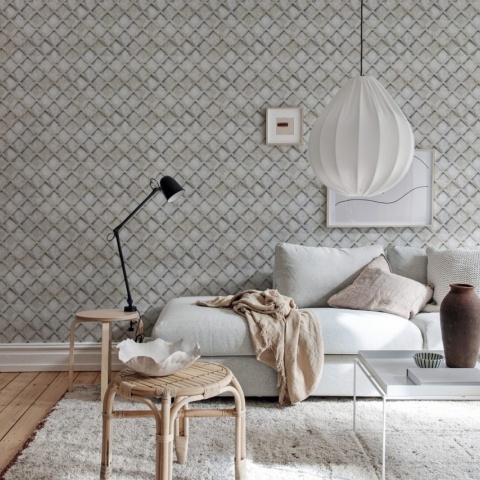 Tapet personalizabil Small Concrete Trellis, Harsh Grey, Rebel Walls, 5 mp / rola