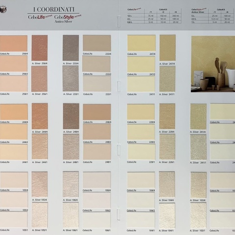 Vopsea decorativa pentru interior, efect I Coordinati – CeboLife Active, CeboStyle Antico Silver Active, finsaj metalic - Img 6