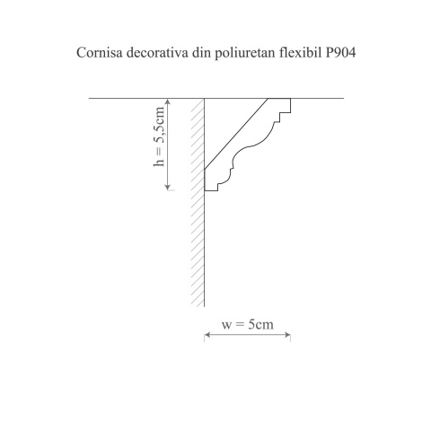 Cornisa poliuretan flexibil, Manavi, P904F - 5.5x5.5x200 cm - Img 2