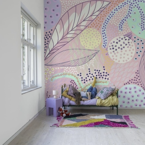 Fototapet, Artsy Leafs, Pink, Rebel Walls