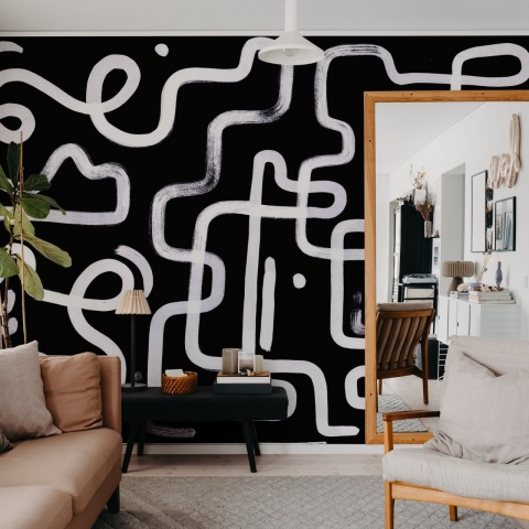 Fototapet, Artzy Path, Black, Rebel Walls