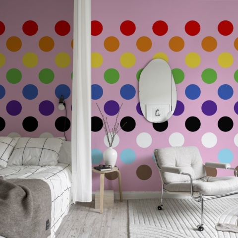 Fototapet, Big Dots, Happy Pink, Rebel Walls - Img 6