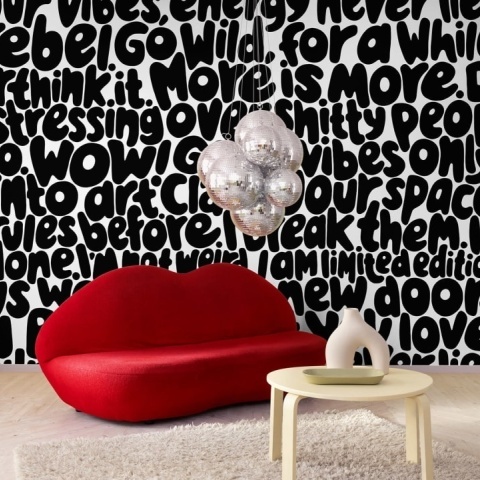 Fototapet, Blah Blah Blah, Black, Rebel Walls