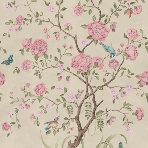 Fototapet, Chinoiserie Botanica, Pink, Rebel Walls - Img 2