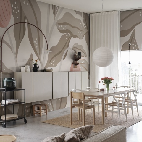 Fototapet, Cool Flora, Beige & Pink, Rebel Walls