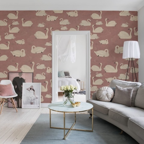 Fototapet, Cygne, Rose, Rebel Walls - Img 6