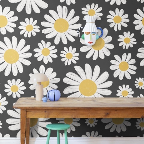 Fototapet, Dashing Daisies, Midnight, Rebel Walls
