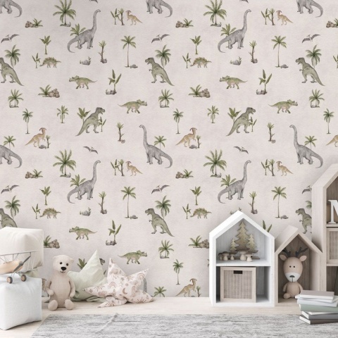 Fototapet Dashing Dinos - White, Kikki Belle - Img 3
