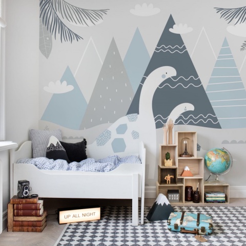 Fototapet, Dinosaur Mountain, Baby Blue, Rebel Walls - Img 4