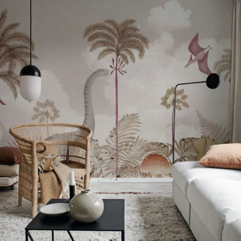 Fototapet, Dinosaur World, Pink, Rebel Walls