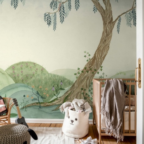 Fototapet, Dreamy Tree, Soft Green, Rebel Walls