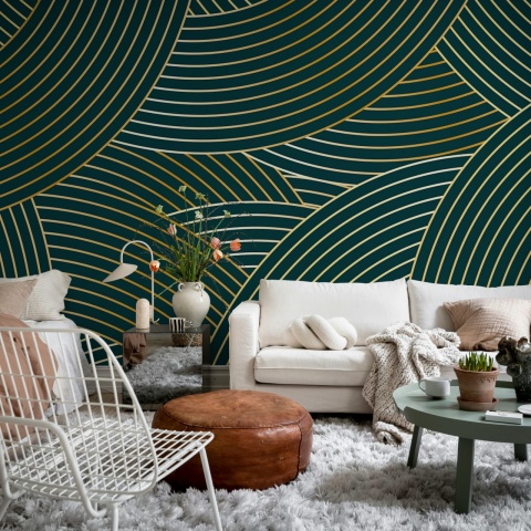 Fototapet, Elegant Lines, Petrol, Rebel Walls