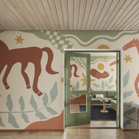 Fototapet, Emmas Horses, Red &amp; Green, Rebel Walls - Img 3