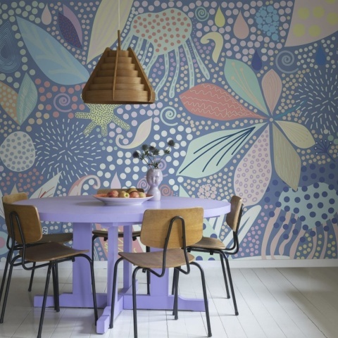 Fototapet, Flower Art, Blue, Rebel Walls