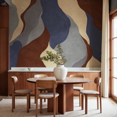 Fototapet, Flowing Forms, Dark Blue, Rebel Walls