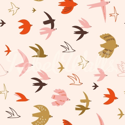 Fototapet, Flying Birds, Pink, Rebel Walls - Img 2