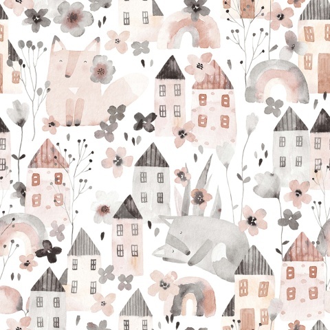 Fototapet, Fox Village, Pink, Rebel Walls - Img 2