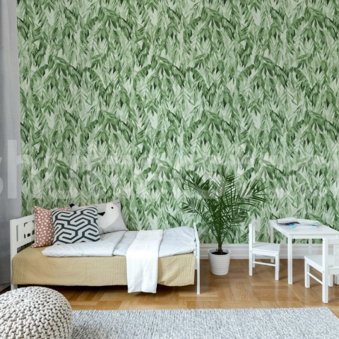 Fototapet, Hanging Branches, Solid Green, Rebel Walls - Img 3