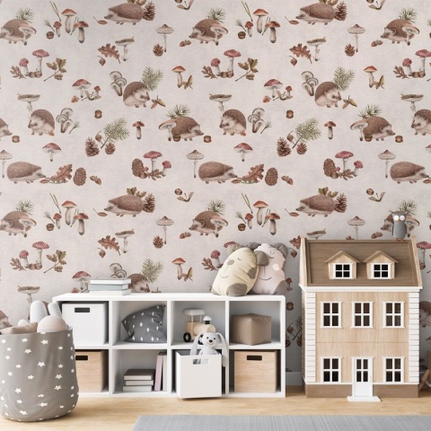 Fototapet Happy Hedgehog - White, Kikki Belle - Img 3