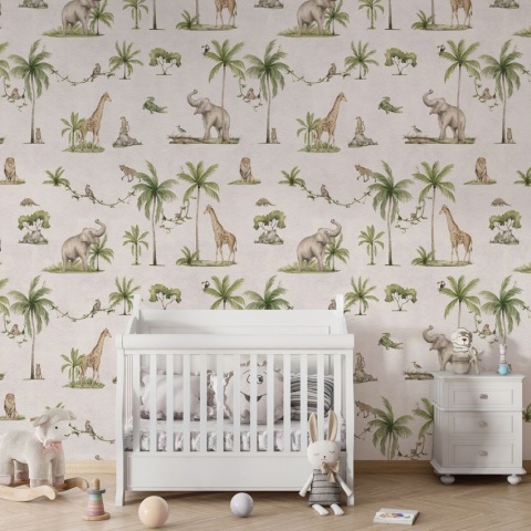 Fototapet Joyful Jungle - White, Kikki Belle - Img 4