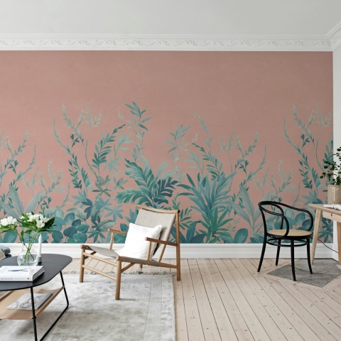 Fototapet, Jungle Meadow, Pink, Rebel Walls