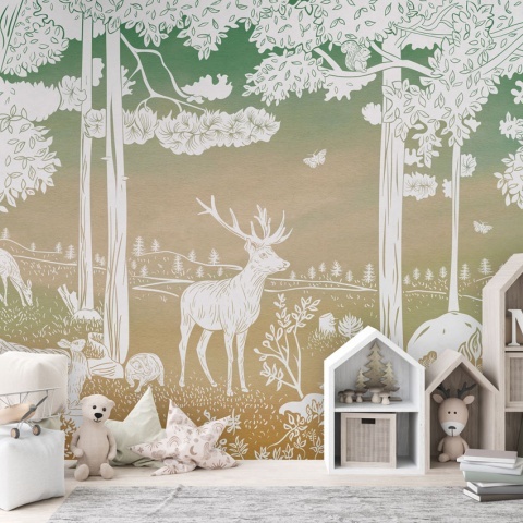 Fototapet Monochrome Forest - Green Sky, Kikki Belle - Img 3