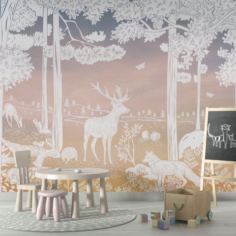 Fototapet Monochrome Forest - Pink Sky, Kikki Belle - Img 4