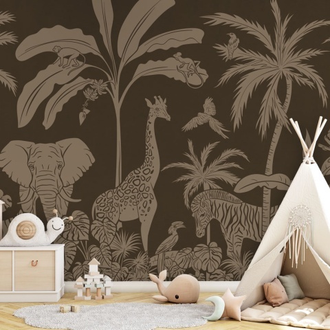 Fototapet Monochrome Jungle - Brown Vintage, Kikki Belle - Img 5