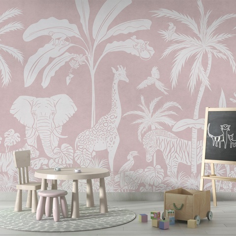 Fototapet Monochrome Jungle - Pink, Kikki Belle - Img 4