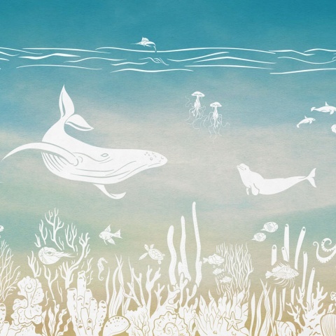 Fototapet Monochrome Sea - Aqua Blue, Kikki Belle - Img 2