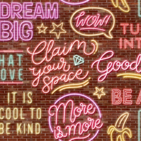 Fototapet, Neon Vibes, Brickwall, Rebel Walls - Img 2