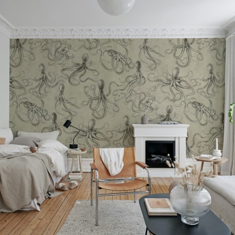 Fototapet, Octopus, Beige, Rebel Walls