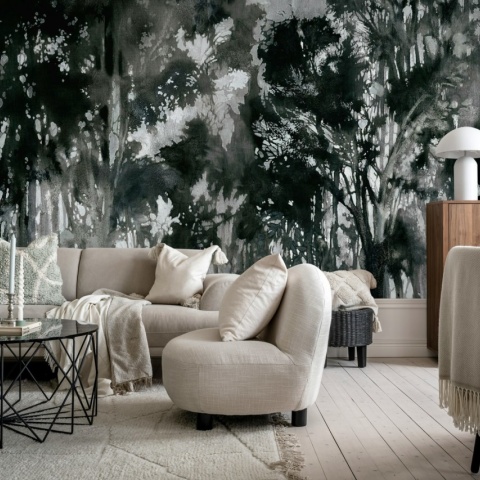 Fototapet, Painted Forest, Black, Rebel Walls