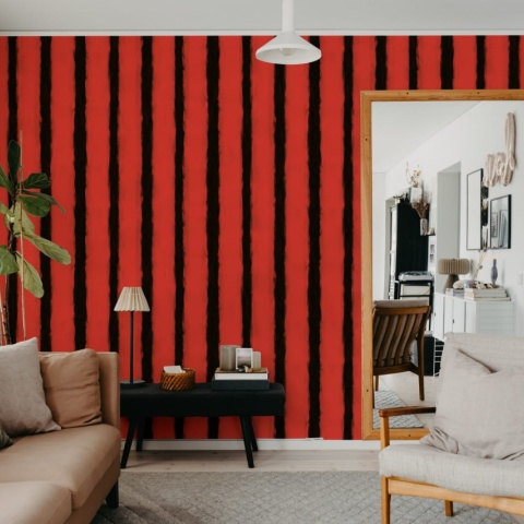 Fototapet, Painted Stripes, Red, Rebel Walls