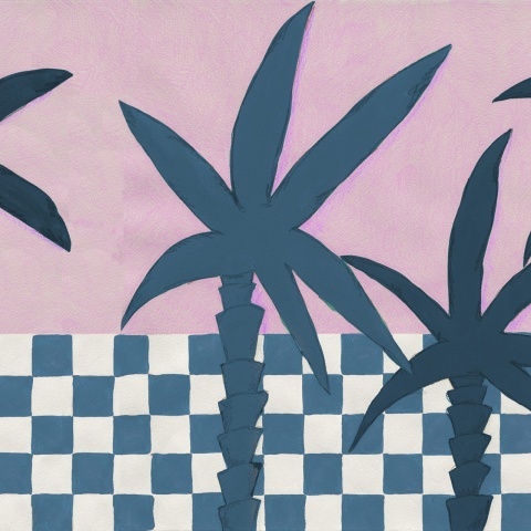 Fototapet, Palm Horizon, Blue &amp; Pink, Rebel Walls - Img 2