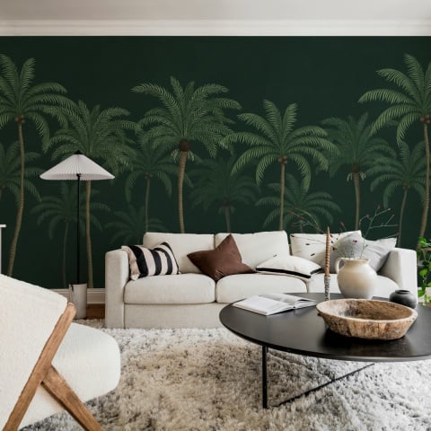 Fototapet, Palm Parade, Black, Rebel Walls