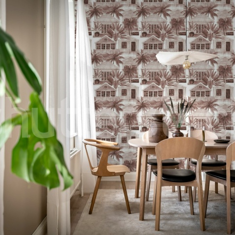 Fototapet, Palm Residence, Burgundy, Rebel Walls - Img 3