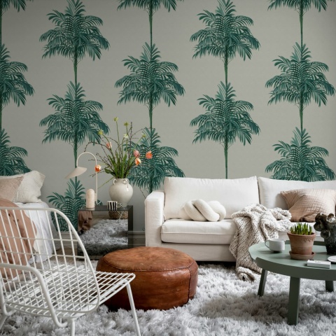 Fototapet, Palm Stripes, Blue, Rebel Walls