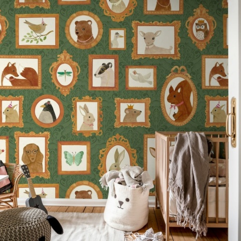 Fototapet, Pet Frames, Dark Green, Rebel Walls