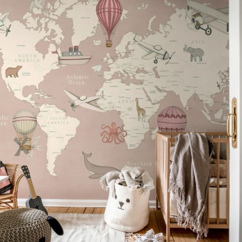 Fototapet, Playful World, Light Pink, Rebel Walls
