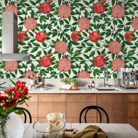 Fototapet, Pomegranate, Green, Rebel Walls