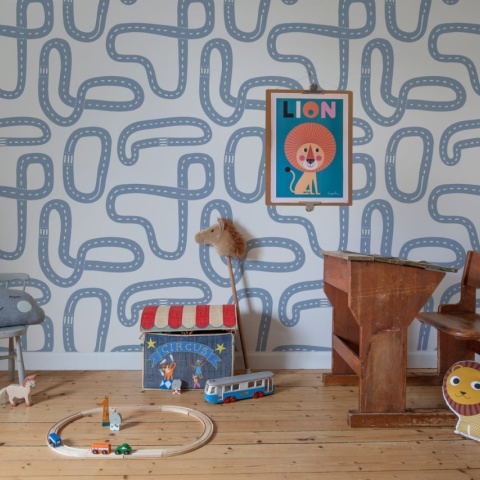 Fototapet, Race Track, Soft Blue, Rebel Walls