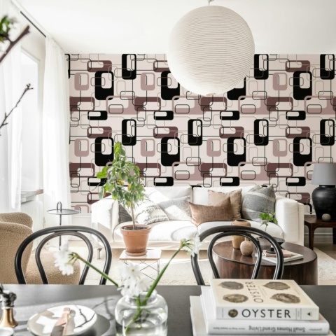 Fototapet, Retro Squares, Plum, Rebel Walls - Img 3