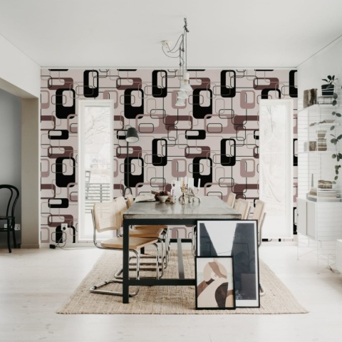 Fototapet, Retro Squares, Plum, Rebel Walls