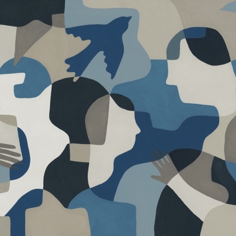 Fototapet, Silent Conversation, Blue, Rebel Walls - Img 2