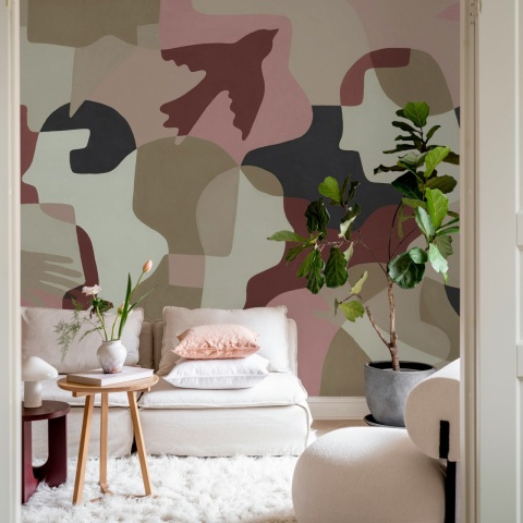 Fototapet, Silent Conversation, Pink & Red, Rebel Walls