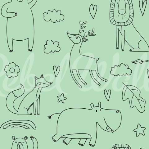 Fototapet, Sketches, Green, Rebel Walls - Img 2